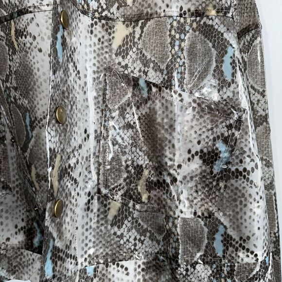 i r Plastic Polyurethane Cropped Jacket Plus Size 2XL Sheer Reptile Animal Print - Picture 6 of 11